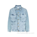 Button Custom Men Mens Light Light Blue Dipased Denim Jacket